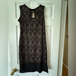 Black lace sequin dress overlay, with lite tan liner R&M Richard's size 8